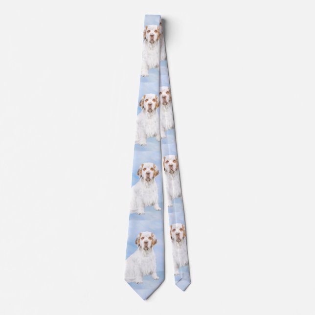 Clumber Spaniel Painting - Cute Original Dog Art Tie (Front)