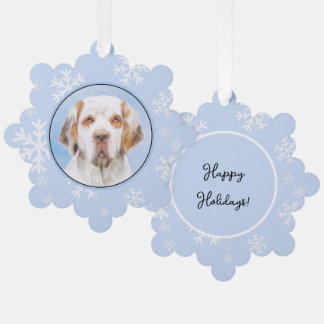 Clumber Spaniel Painting - Cute Original Dog Art Tree Decoration Card
