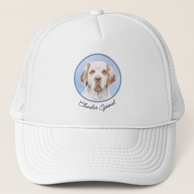 Clumber Spaniel Painting - Cute Original Dog Art Trucker Hat (Front)