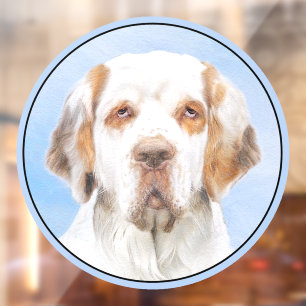 Clumber Spaniel Painting - Cute Original Dog Art Window Cling