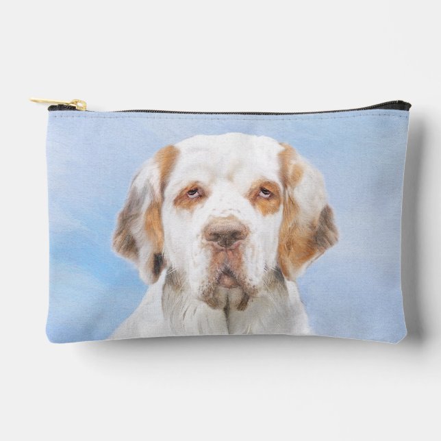 Clumber Spaniel Painting Cute Original Pet Dog Art Accessory Pouch (Front)