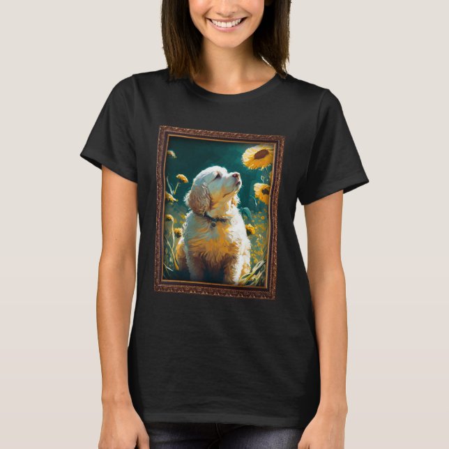 Clumber Spaniel Painting Sunflower Flower Mom Wome T-Shirt (Front)