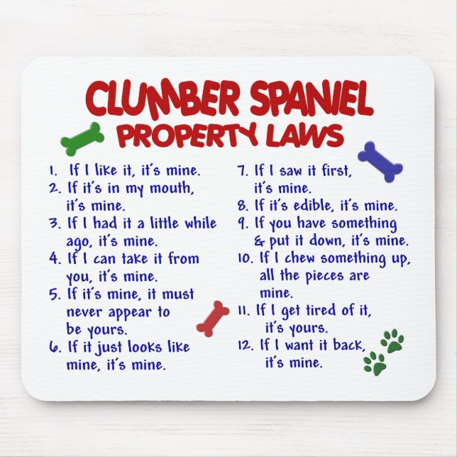 CLUMBER SPANIEL Property Laws 2 Mouse Mat (Front)