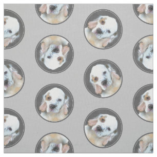 Clumber Spaniel Puppy Painting Original Dog Art Fabric