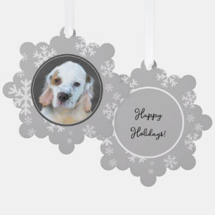Clumber Spaniel Puppy Painting - Original Dog Art Tree Decoration Card