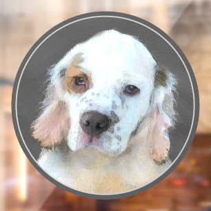 Clumber Spaniel Puppy Painting - Original Dog Art Window Cling