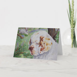 Clumber Spaniel - Spring Woodland - card