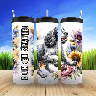 Clumber Spaniel's Joyful Floral Dash Thermal Tumbler