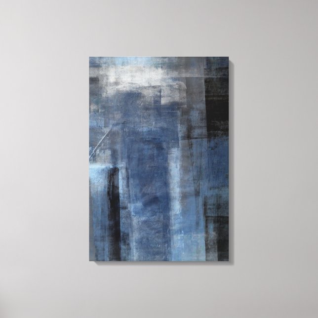 'Clumsy' Blue and Grey Abstract Art Canvas Print (Front)