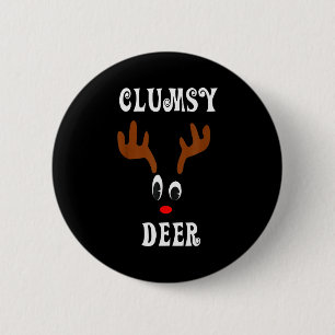 Clumsy Christmas Reindeer Angler Hunt Deer Elk 6 Cm Round Badge