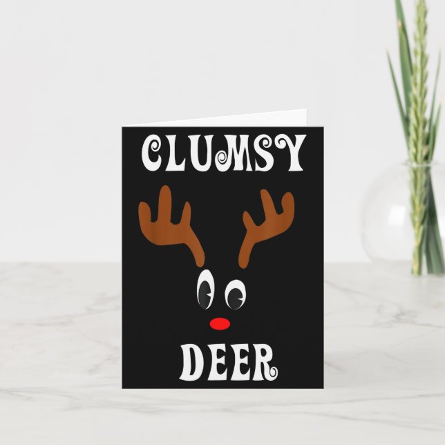 Clumsy Christmas Reindeer Angler Hunt Deer Elk  Card (Front)