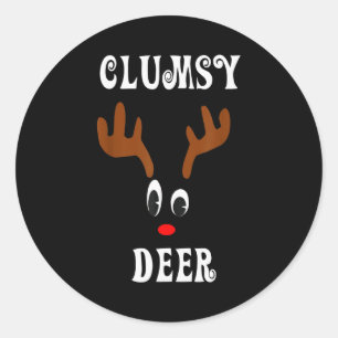 Clumsy Christmas Reindeer Angler Hunt Deer Elk  Classic Round Sticker