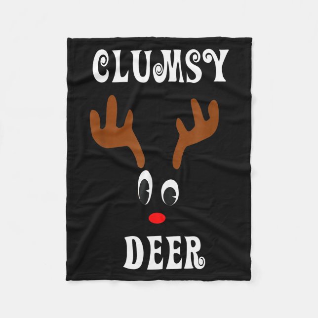 Clumsy Christmas Reindeer Angler Hunt Deer Elk  Fleece Blanket (Front)