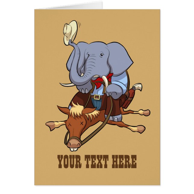 Clumsy Cowboy Elephant Funny Horse Rider Cartoon (Front)