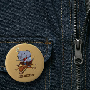 Clumsy Cowboy Elephant Funny Horse Rider Cartoon 6 Cm Round Badge