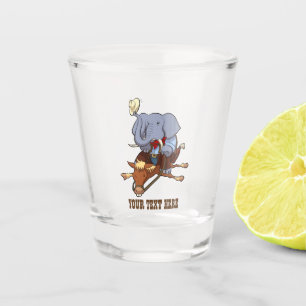 Clumsy Cowboy Elephant Funny Horse Rider Cartoon Shot Glass