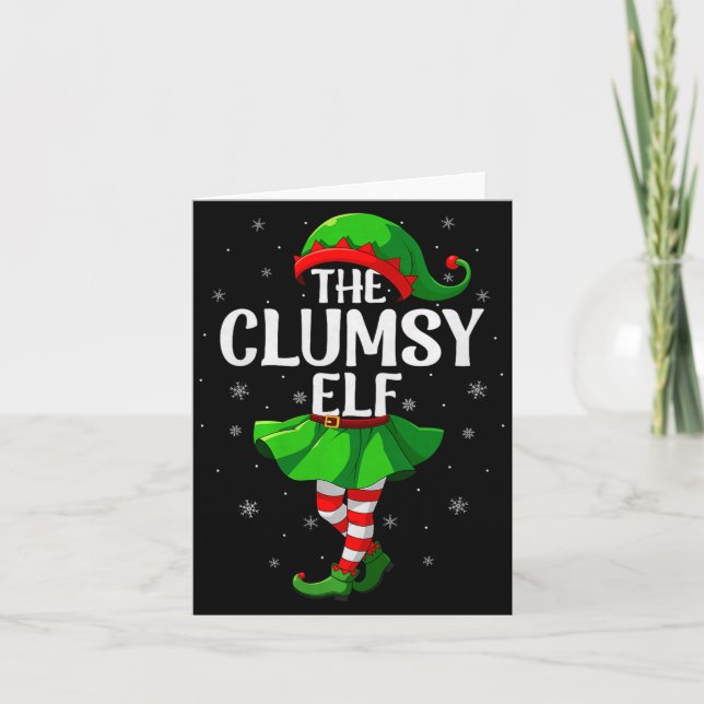 Clumsy Elf Christmas Girls Women Elf Squad Xmas Fa Card (Front)