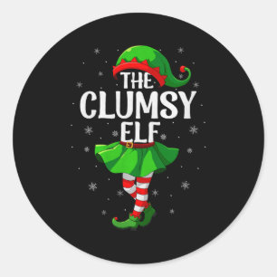 Clumsy Elf Christmas Girls Women Elf Squad Xmas Fa Classic Round Sticker