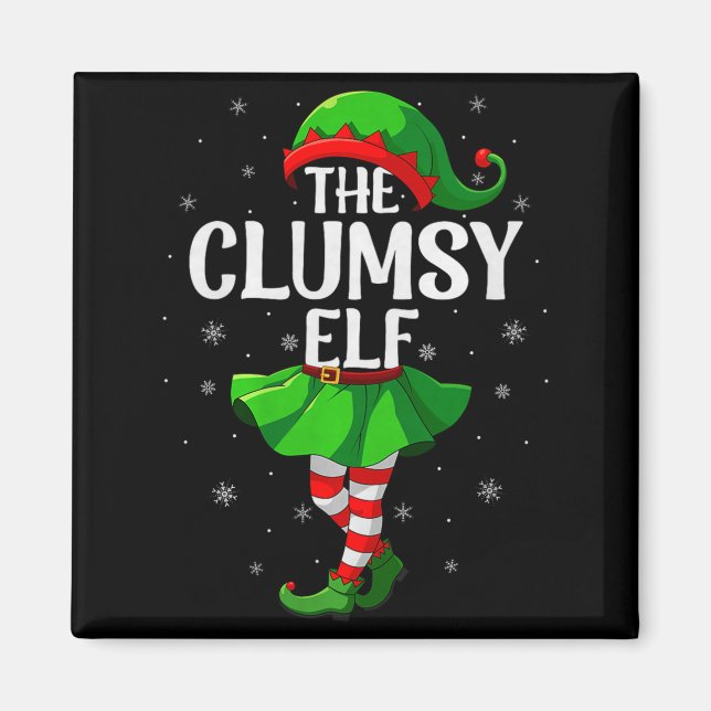 Clumsy Elf Christmas Girls Women Elf Squad Xmas Fa Magnet (Front)
