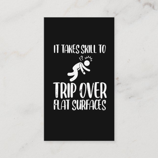 Clumsy Trip Over Flat Surfaces Funny awkward Business Card (Front)