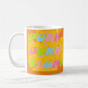 CLUNK PUNK BE A REBEL PATTERN WORDS COLORS MIXED COFFEE MUG