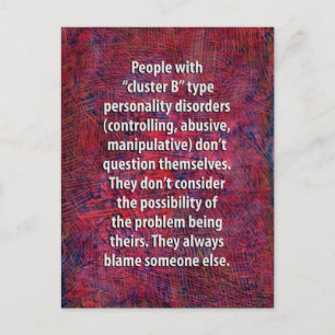 Cluster “B” Personality Disorders Postcard