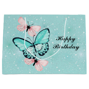 Cluster of Blue and Pink Butterflies Large Gift Bag