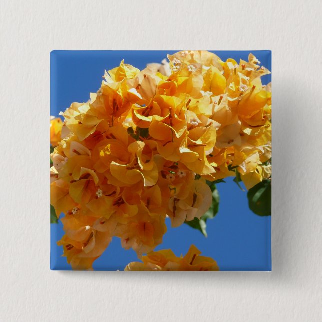 Cluster of Golden Bougainvillea Floral 15 Cm Square Badge (Front)