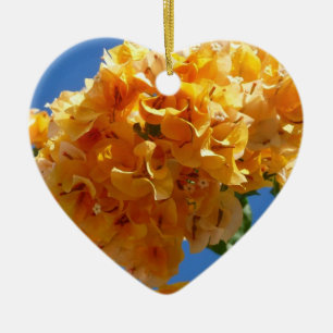 Cluster of Golden Bougainvillea Floral Ceramic Tree Decoration