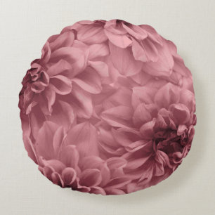 Cluster of ight Mauve Dahlias Floral Round Cushion