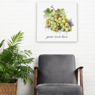 cluster of juicy white grapes, customisable canvas print