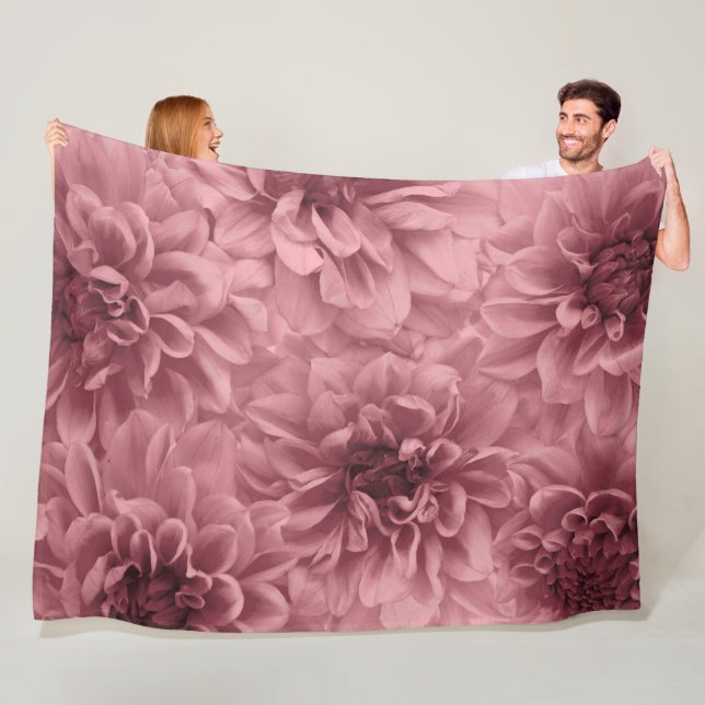 Cluster of Light Mauve Dahlia Flowers Fleece Blanket (In Situ)