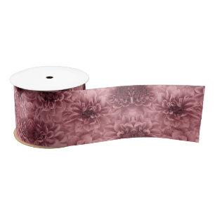 Cluster of Light Mauve Dahlias Floral Satin Ribbon