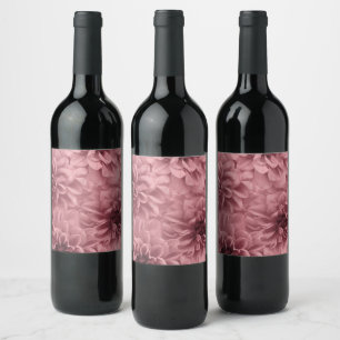 Cluster of Light Mauve / Pink Dahlia Flowers Wine Label