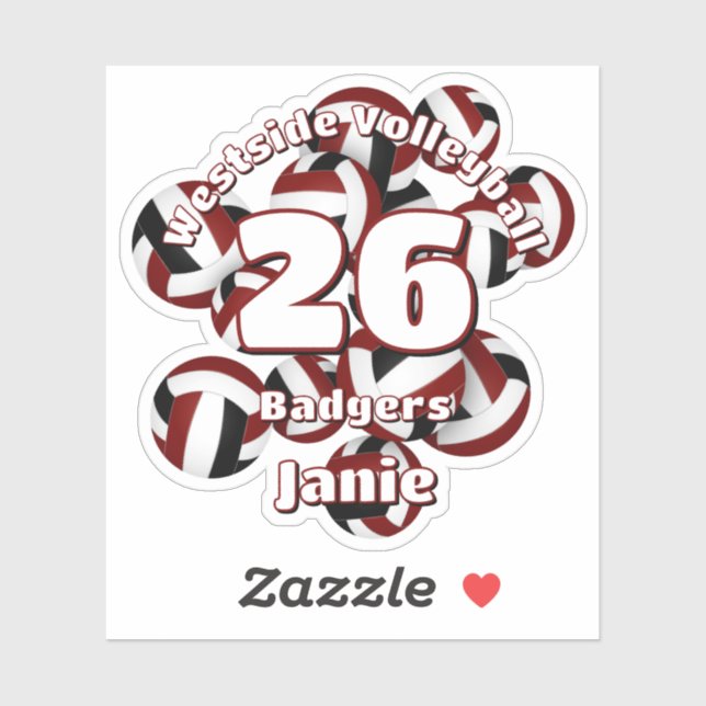 cluster of maroon black volleyballs team name (Sheet)