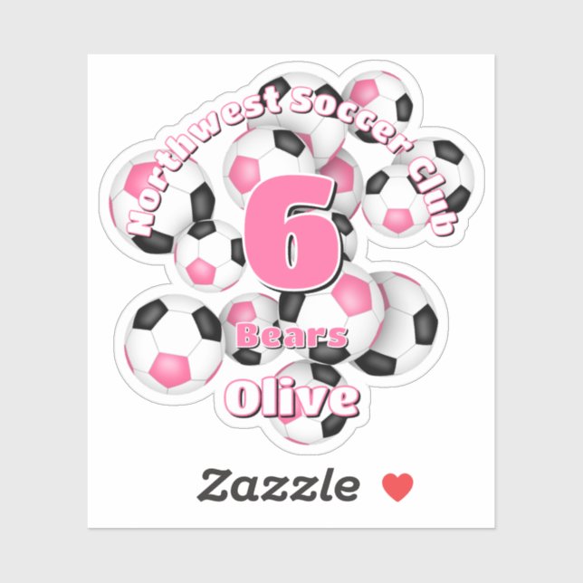 cluster of pink black soccer balls team name (Sheet)