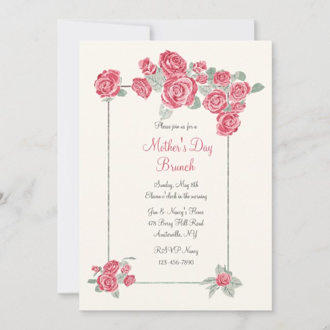 Cluster of Red Roses Invitation (Front)