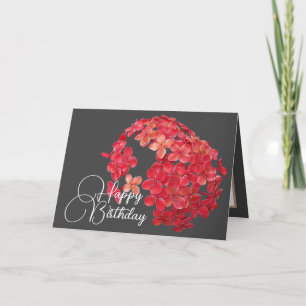 Cluster of Small Red Flowers Grey Background Card