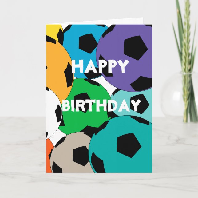 cluster of soccer balls, Happy  Birthday Card (Front)