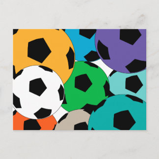 cluster of soccer balls postcard
