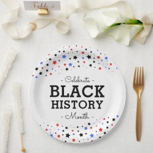 Cluster of Stars Celebrate Black History RWBB Paper Plate
