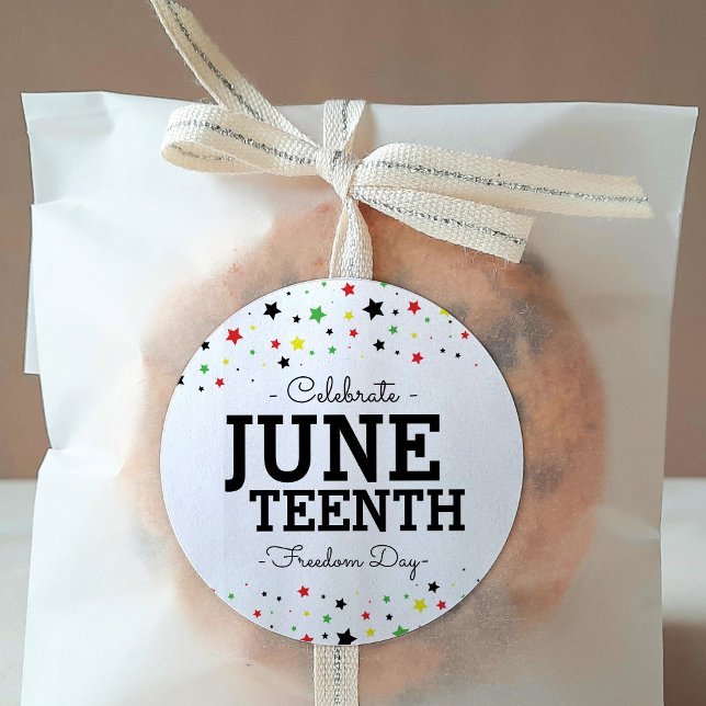 Cluster of Stars Celebrate Juneteenth RBYG Colours Classic Round Sticker (Creator Uploaded)