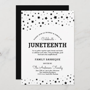 Cluster of Stars   Juneteenth Black Stars Theme Invitation