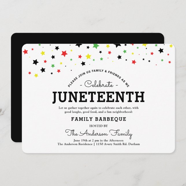 Cluster of Stars | Juneteenth Holiday RBYG Colours Invitation (Front/Back)