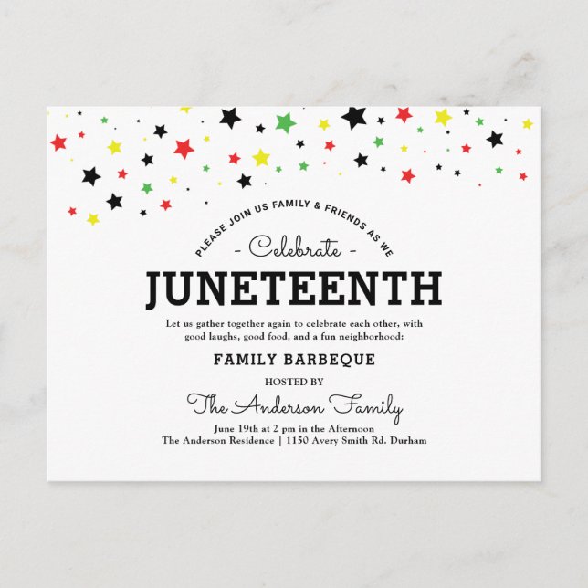 Cluster of Stars | Juneteenth Holiday RBYG Colours Postcard (Front)