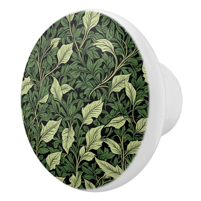 Cluster of Vines in Shades of Green Ceramic Knob (Right)