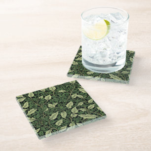 Cluster of Vines in Shades of Green Glass Coaster