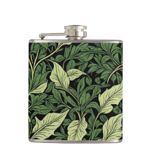 Cluster of Vines in Shades of Green Hip Flask