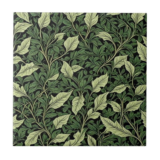 Cluster of Vines in Shades of Green Tile (Front)