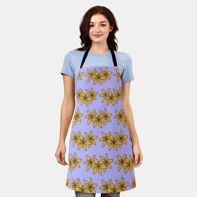 Cluster Of Yellow Cartoon Lillies Apron (Worn)
